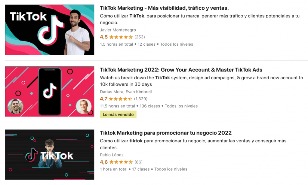 Cursos TikTok Udemy SoloEduca