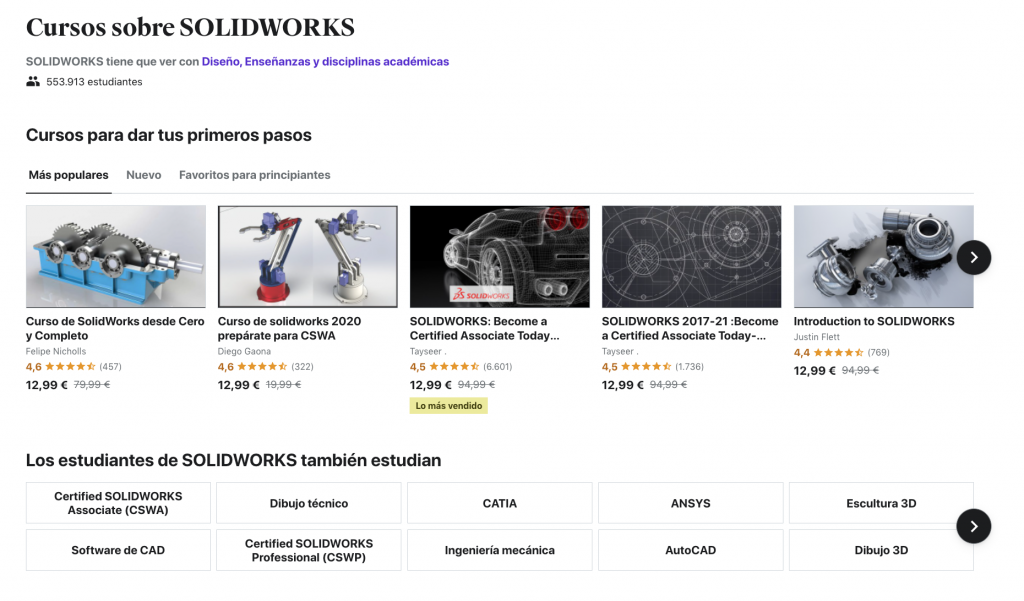 Cursos SolidWorks Udemy SoloEduca